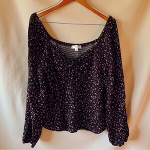 Kirious LA Floral Puff Sleeve Top - L - Romantic Cottagecore Vibes   Black